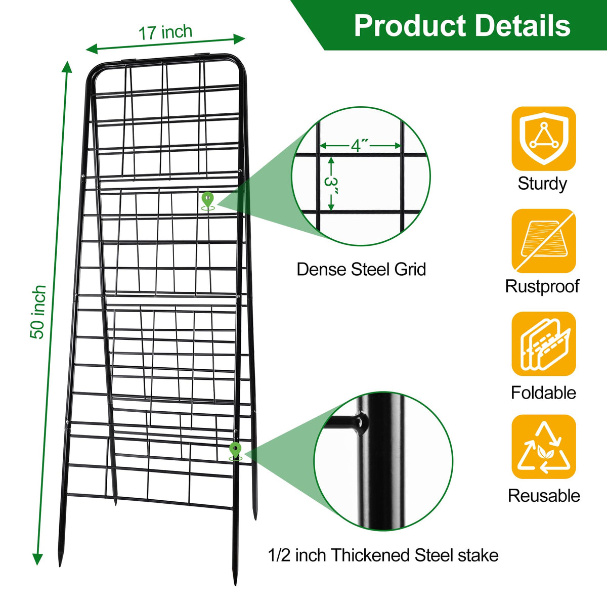 WAENLIR cucumber trellis extended view highlights adjustable height for growth
