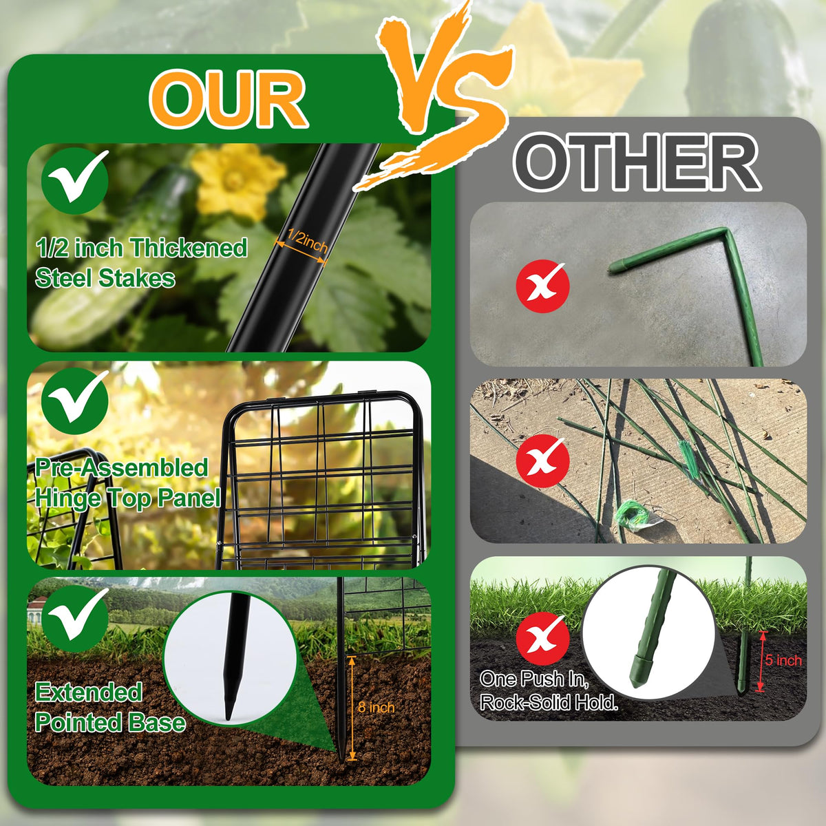 WAENLIR cucumber trellis one-piece hinge for durable outdoor use