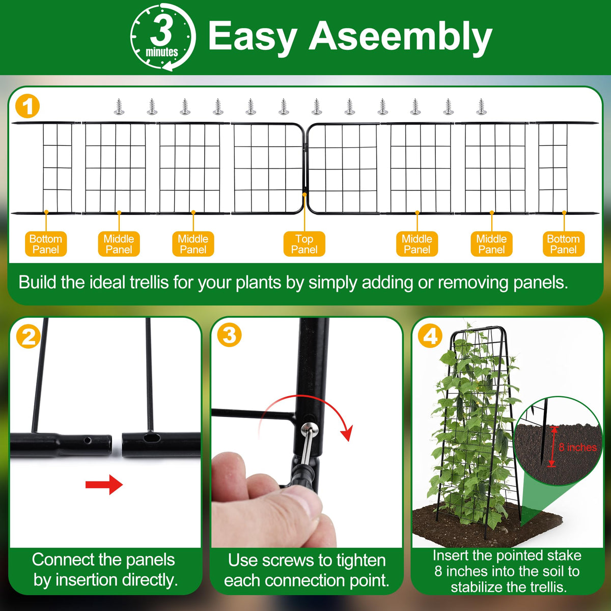 WAENLIR cucumber trellis quick assembly saves setup time