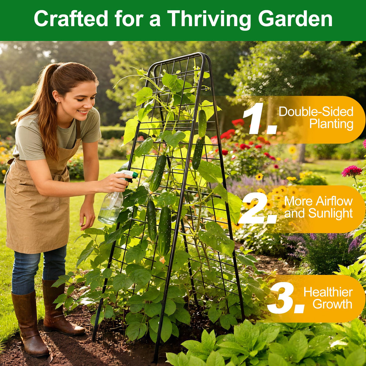 WAENLIR cucumber trellis thickened steel frame resisting rust and winds