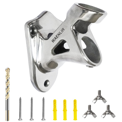 WAENLIR two-position flag pole bracket in stainless steel for versatile mounting.