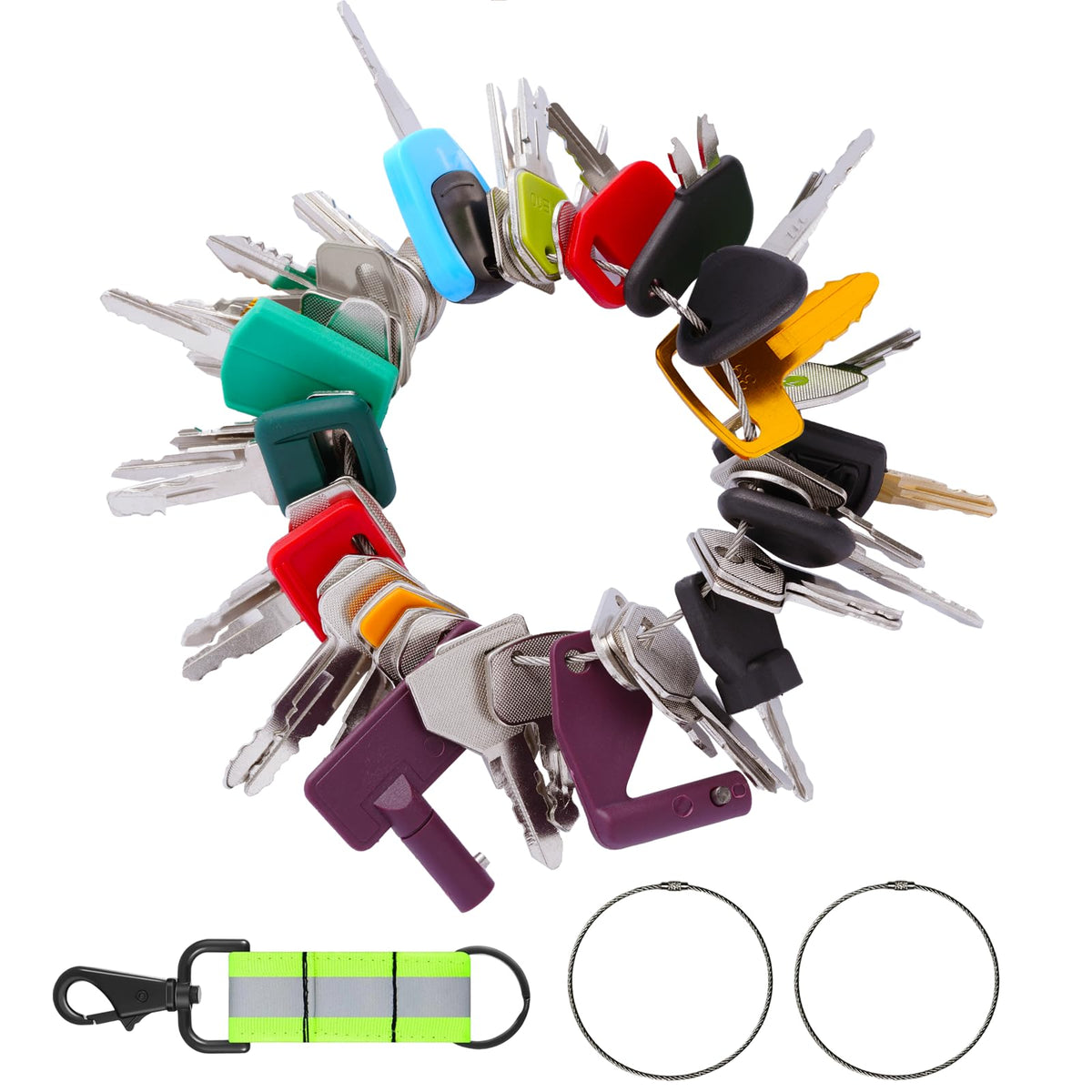WAH LIN PARTS 42-piece equipment key master set laid out for quick on-site identification