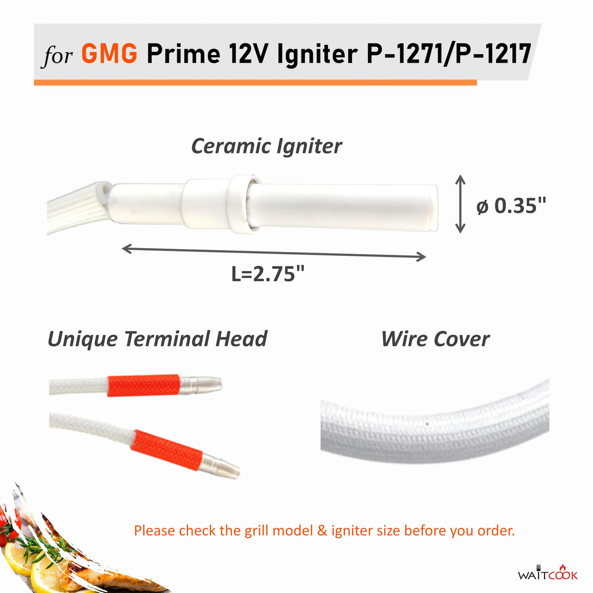 WAITCOOK ceramic igniter element for 12V Prime models, durable core