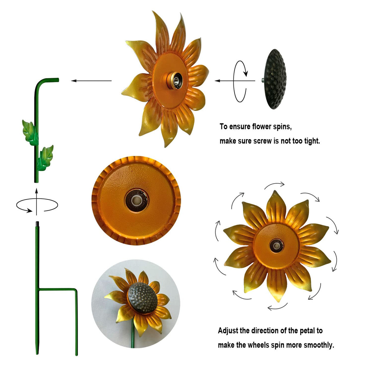 WAIU farmhouse-style sunflower stake for rustic outdoor appeal