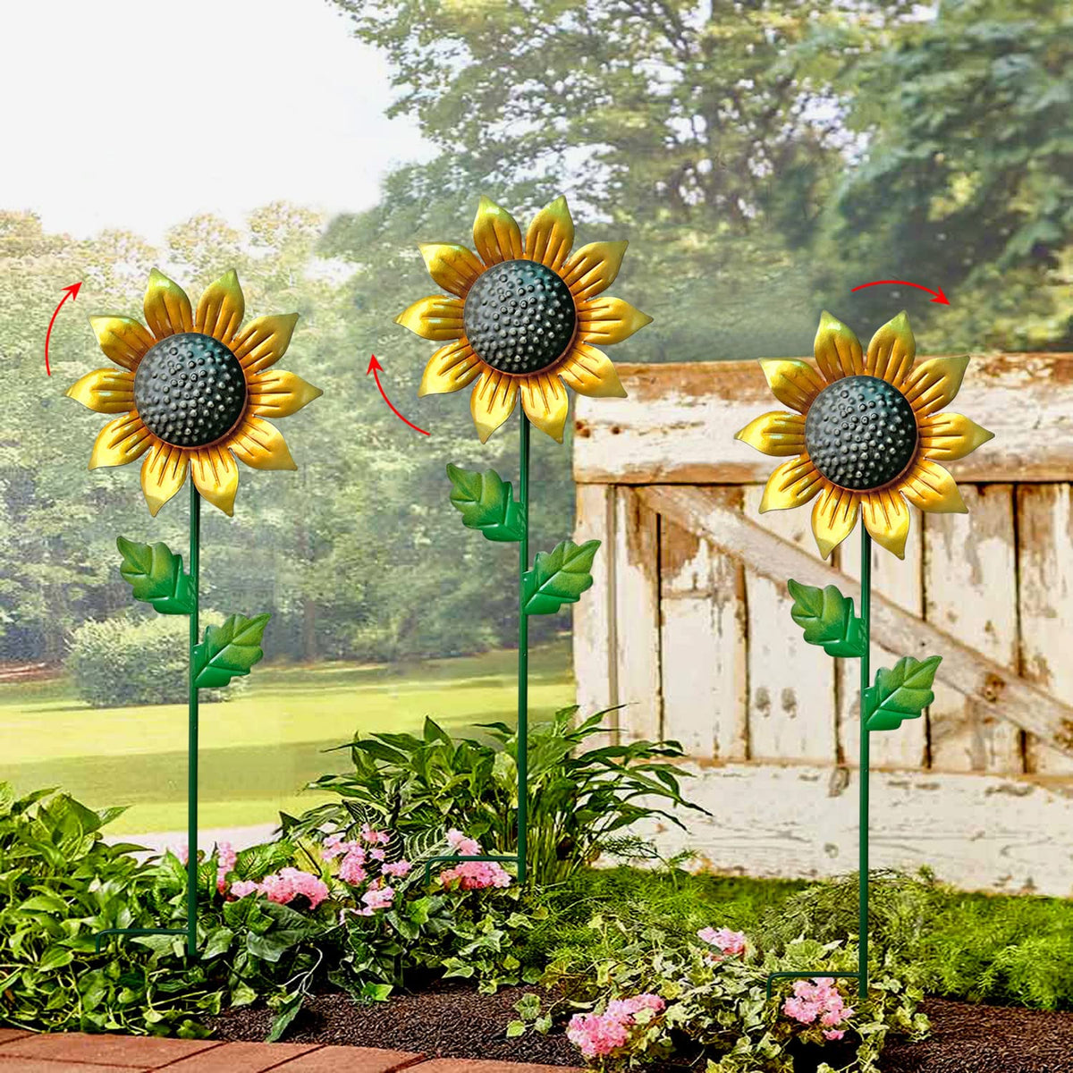 WAIU iron wind catcher sunflower for durable outdoor decor