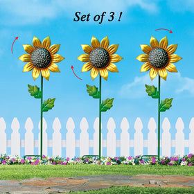 WAIU sunflower spinner garden stake adds color and movement outdoors