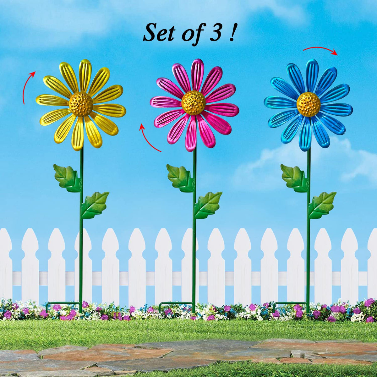 WAIU wind catcher spinner garden stake showing dynamic movement