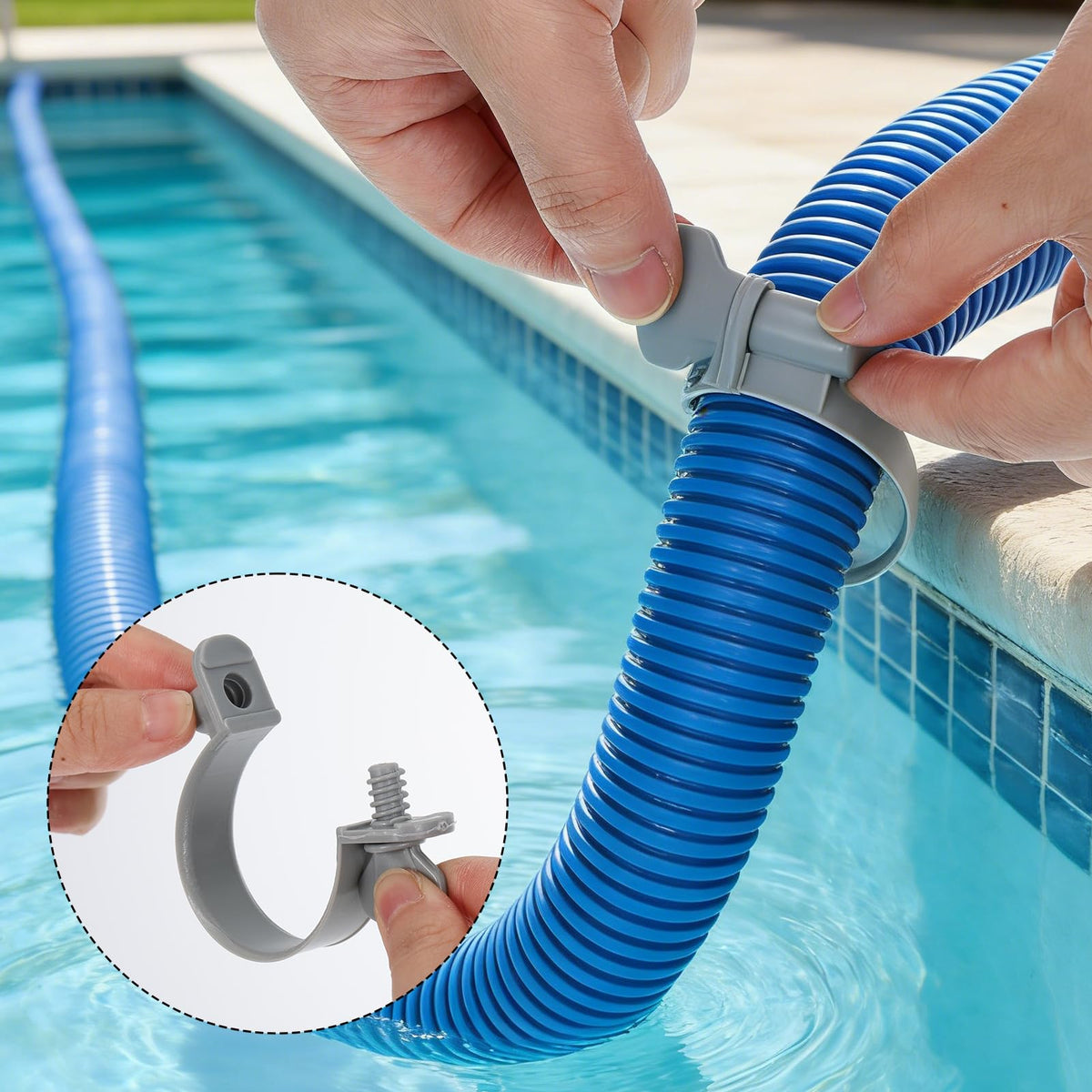 WAKCCIL hose clamp securing pool pump hose.