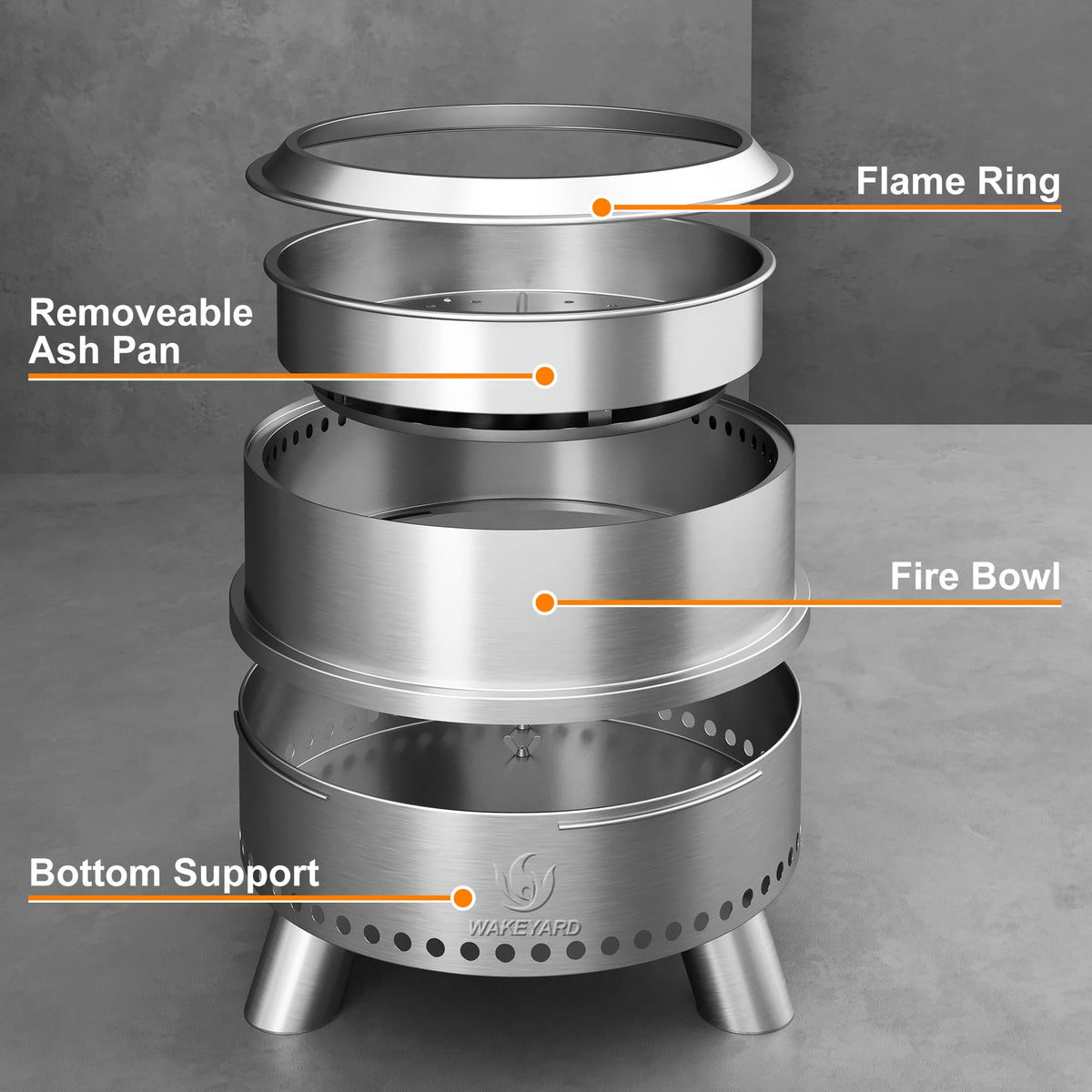 Wakeyard Smokeless Fire Pit lawn-friendly design protects grass from heat damage.