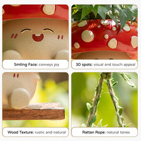 Walasis smiling-face mushroom planter design adds whimsy to indoor decor