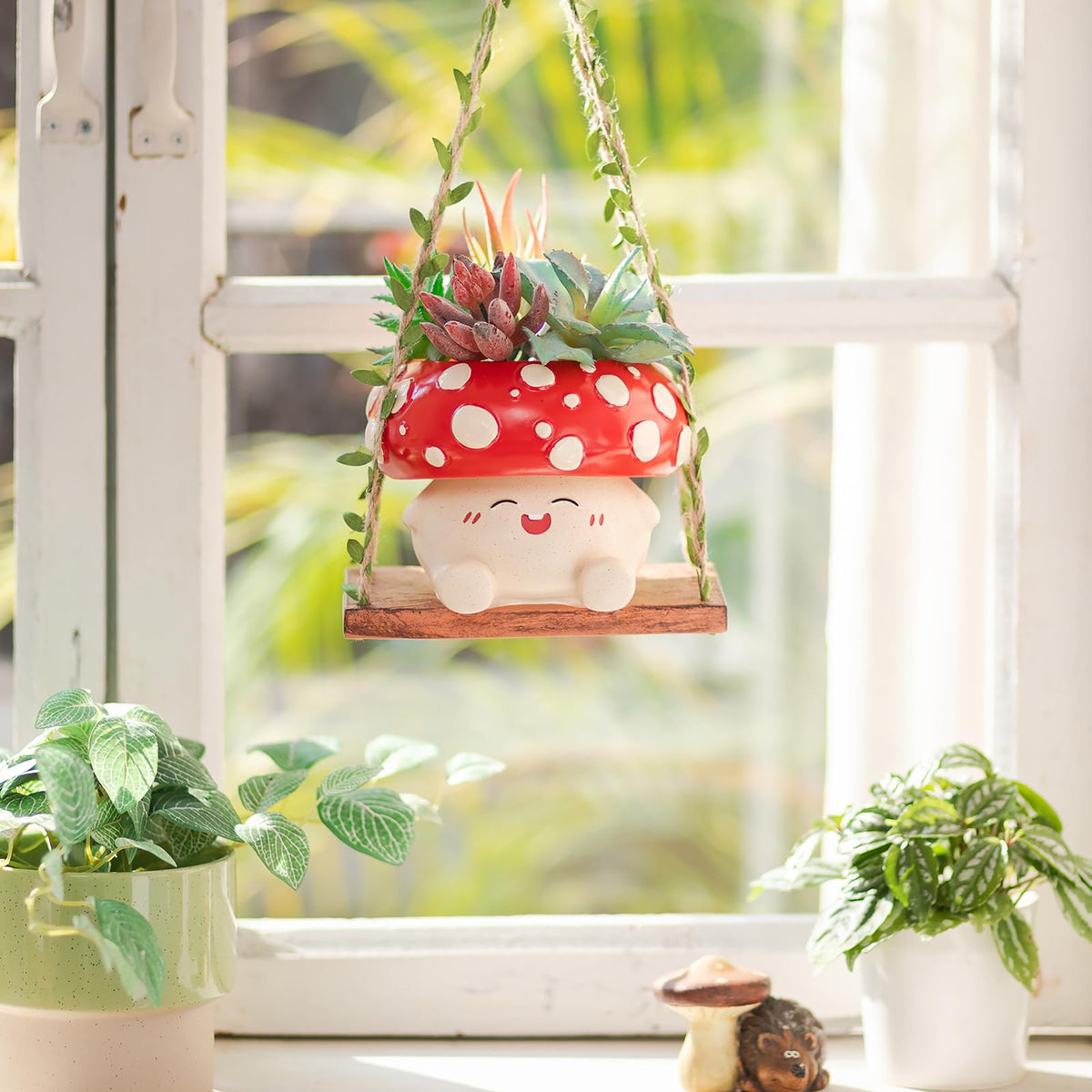 Walasis mushroom planter ideas with succulents for creative displays