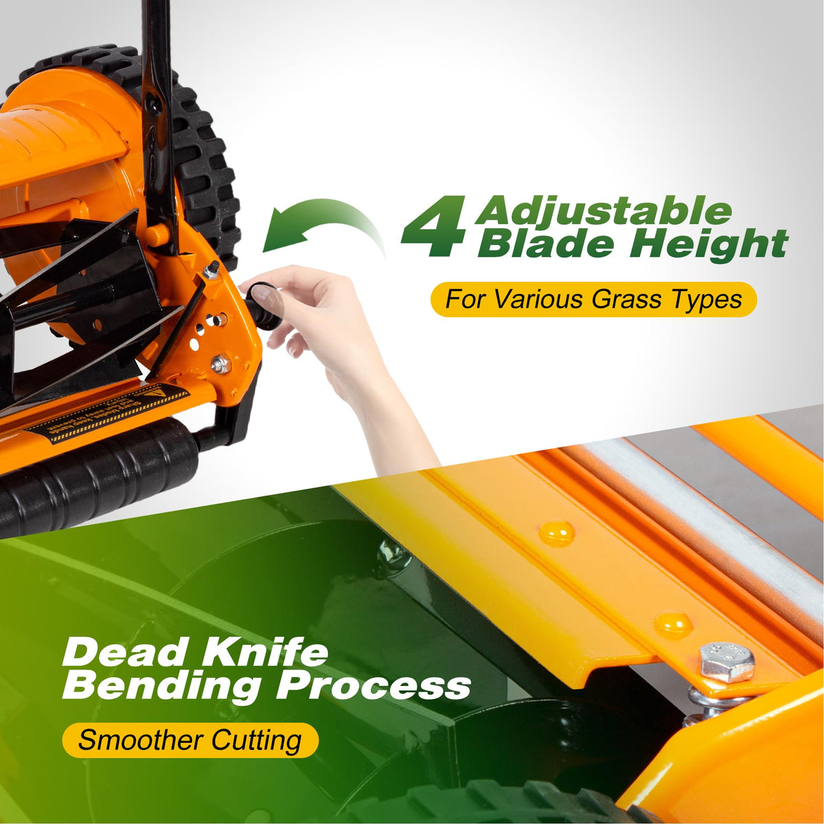 Walensee 8.5-inch drive wheels provide smooth pushing on uneven turf.