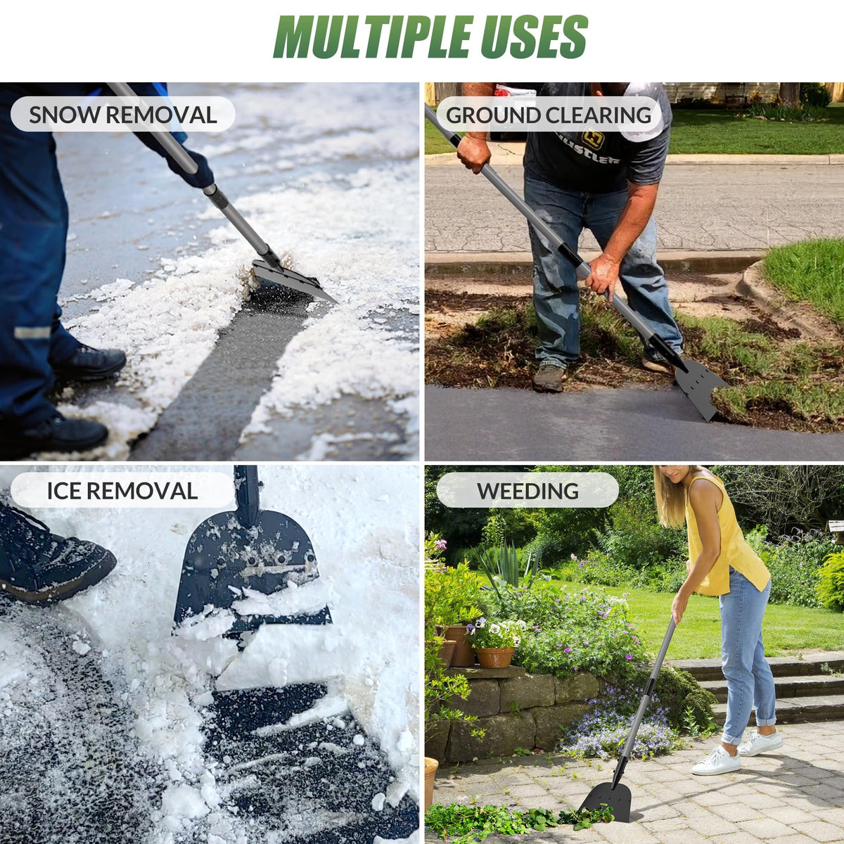 Walensee flat shovel weeds removal action on cracks and borders.