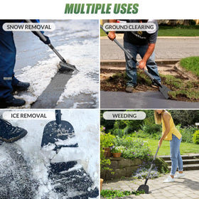 Walensee flat shovel weeds removal action on cracks and borders.