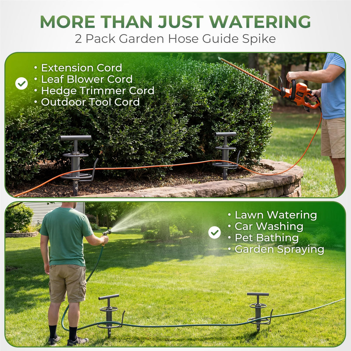 Walensee Garden-use stake set guides hoses for lawn, garden, and patio tasks