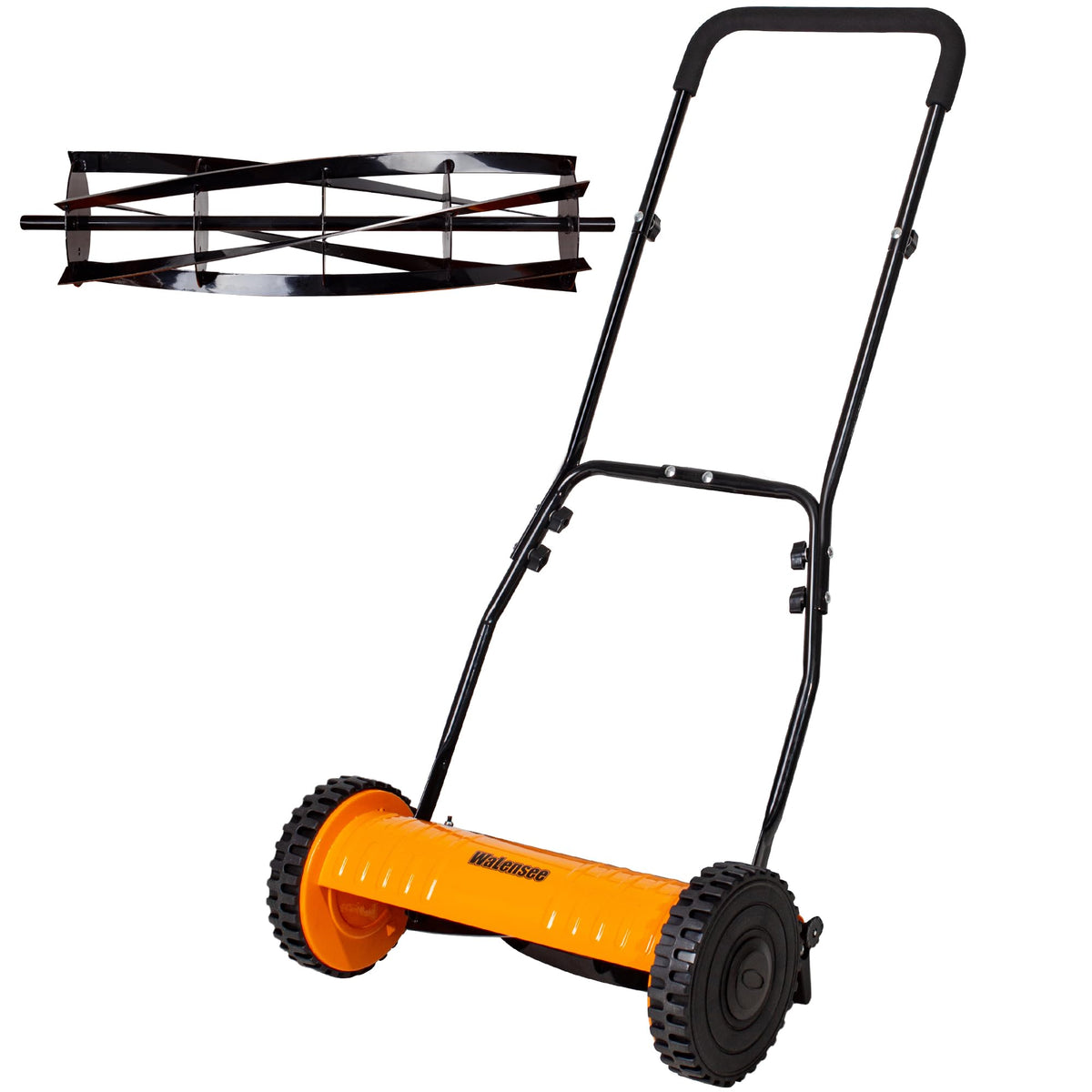 Walensee push reel mower with 14-inch cutting width for clean, efficient trims.