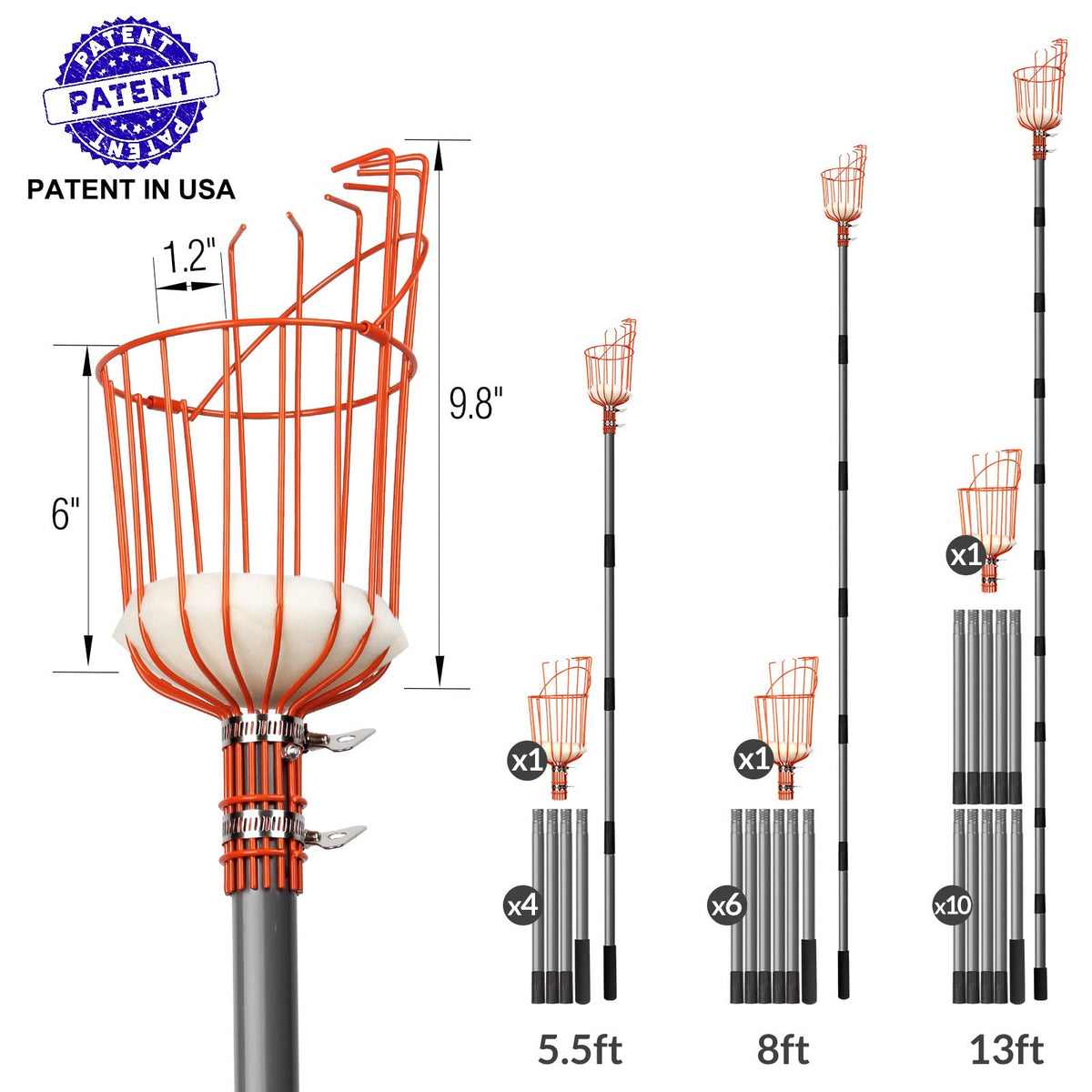 Walensee stainless steel pole with secure clamps for durable assembly.