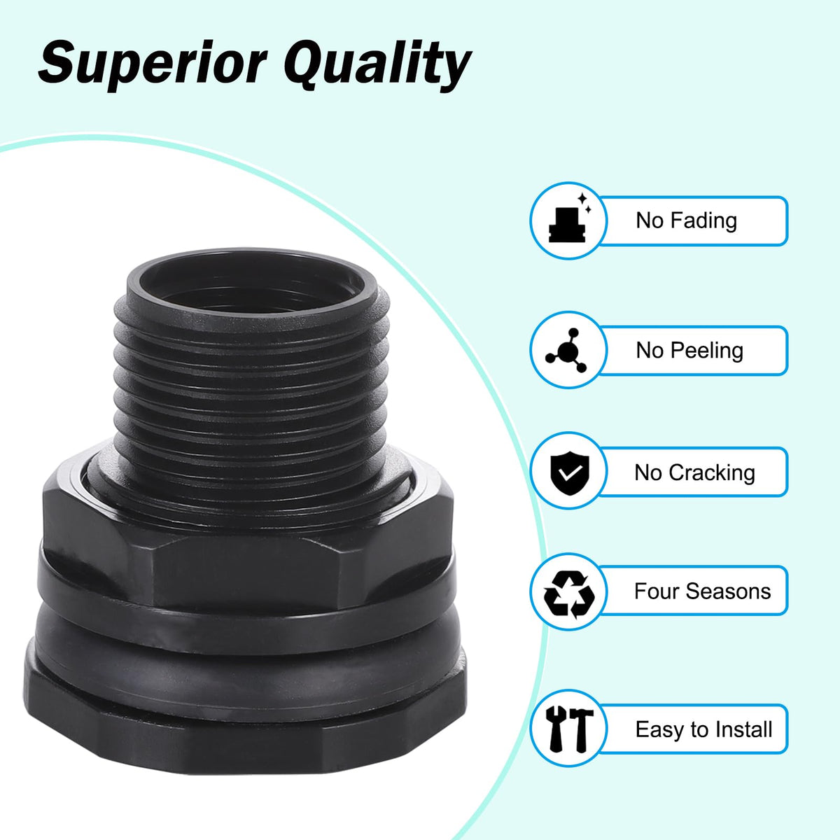 WalkingInRain bulkhead fittings three-quarter-inch male GHT thread compatibility.