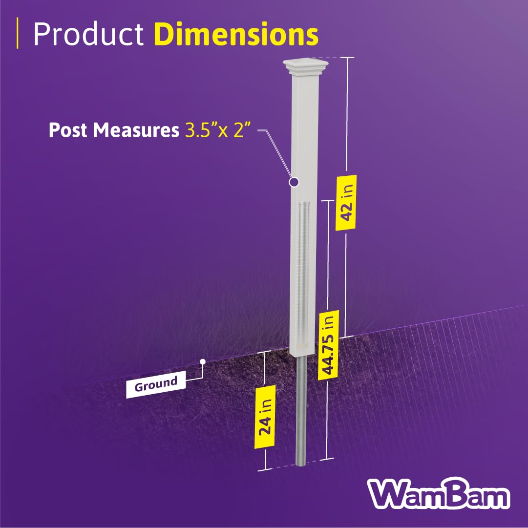 WamBam outdoor fence finishing post in white for easy backyard setup