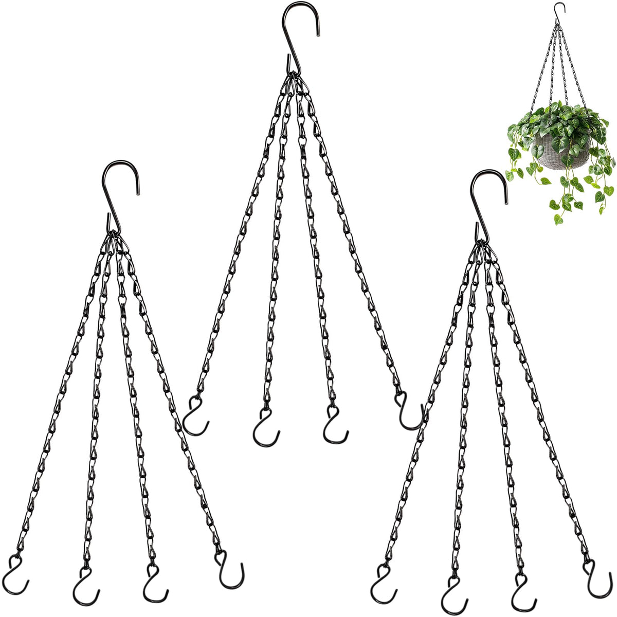 WATMTIN 23inch hanging basket chain 3-pack for indoor or outdoor planters.