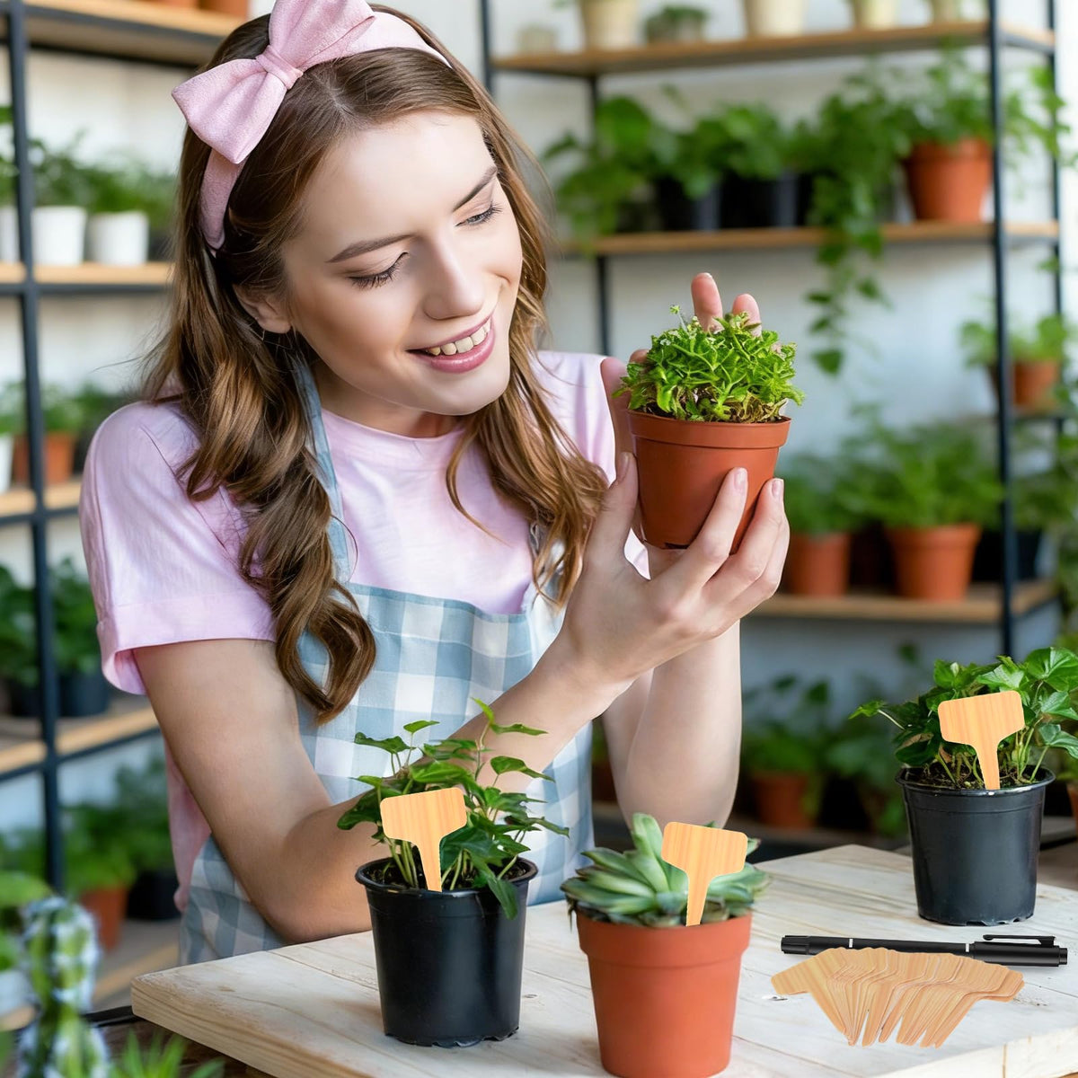 Wanateber vegetable and herb markers aid quick identification while watering