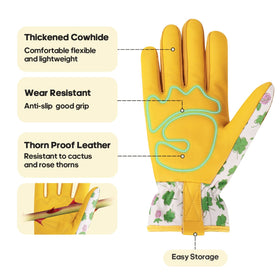 WANCHI cowhide leather gloves offer palm-thickened protection for yard tasks