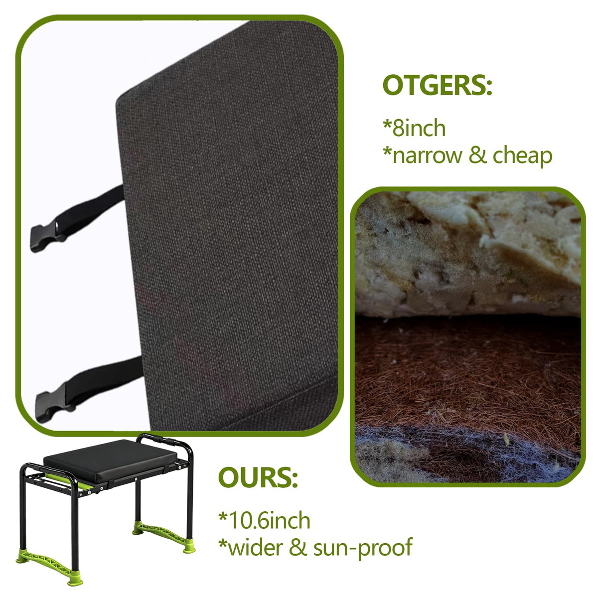 Wanderroot kneeler with non-slip feet providing all-terrain stability on wet ground.