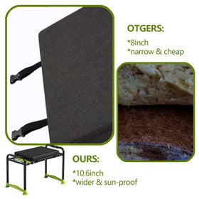 Wanderroot kneeler with non-slip feet providing all-terrain stability on wet ground.