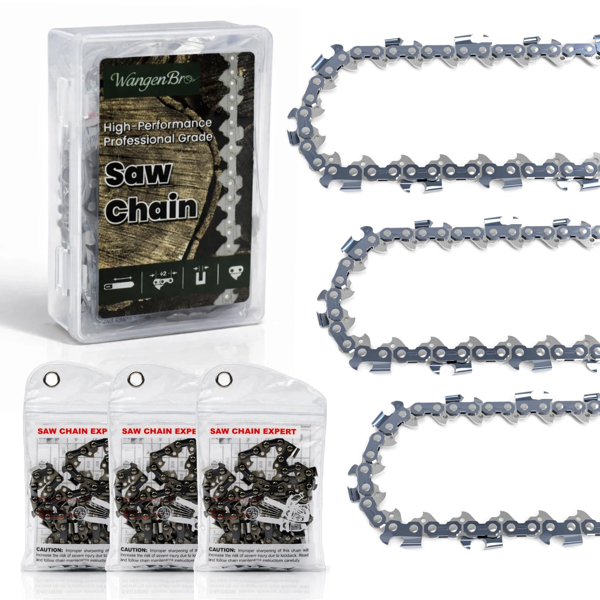 Wangenbro 10-inch chainsaw chain on a bar suitable for many saws.