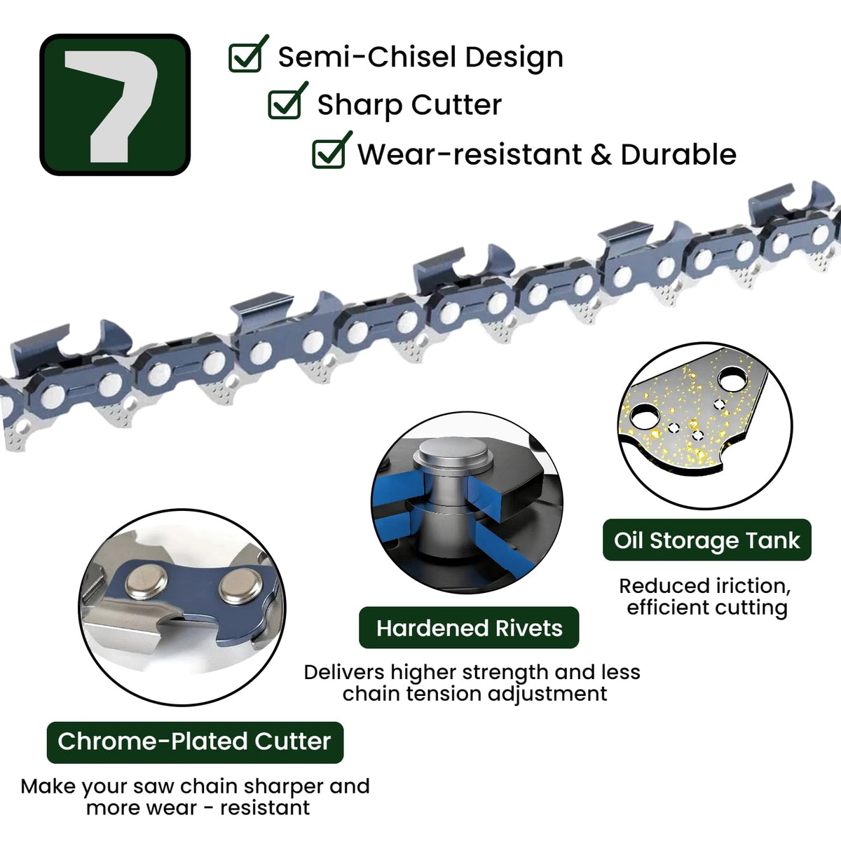 Wangenbro semi-chisel teeth delivering efficient cutting action.