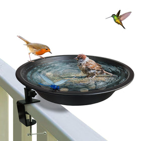 WANGIRO deck-mounted bird bath bowl for convenient outdoor watering and viewing.