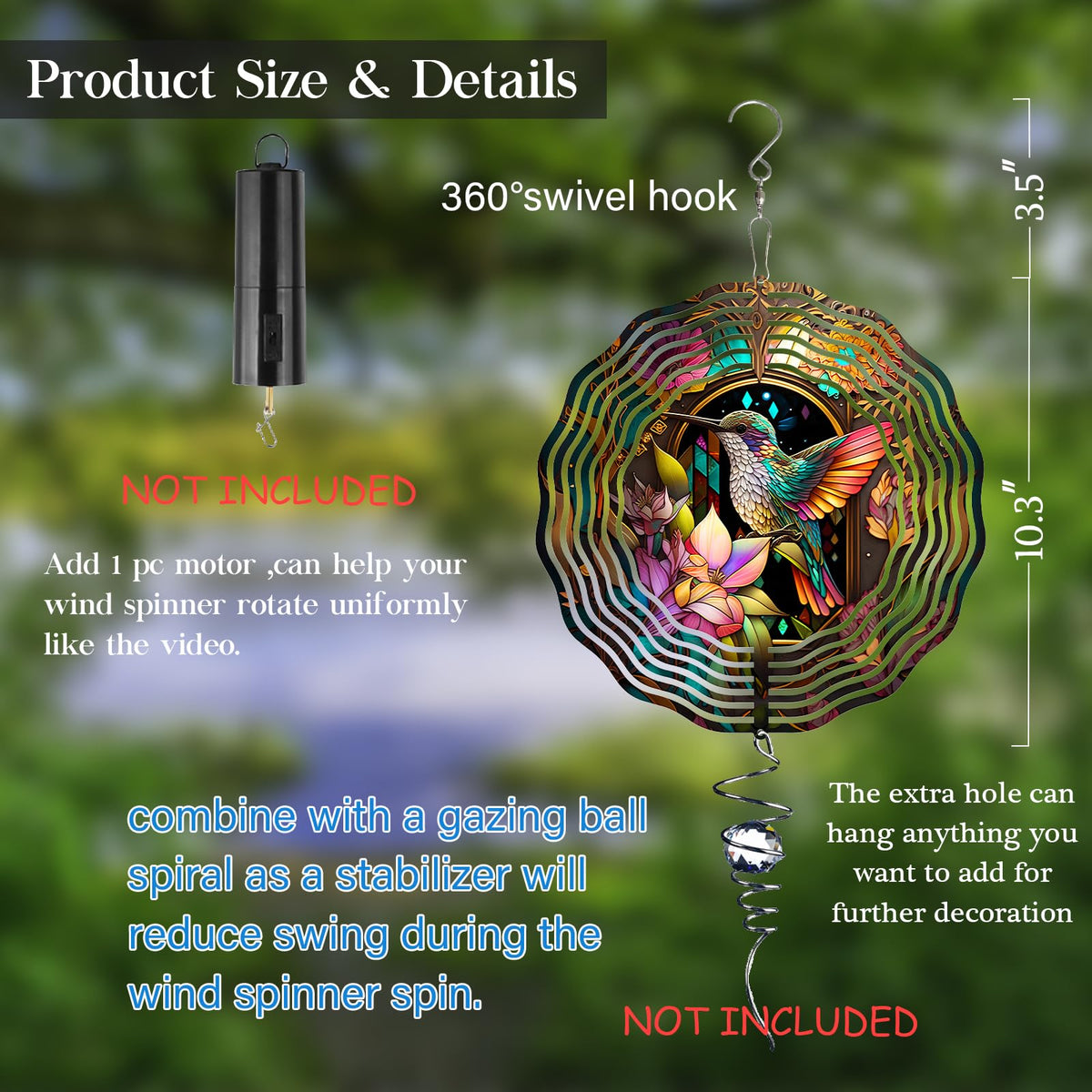 WANGIRO easy rotation hummingbird enables quick setup and balanced motion.