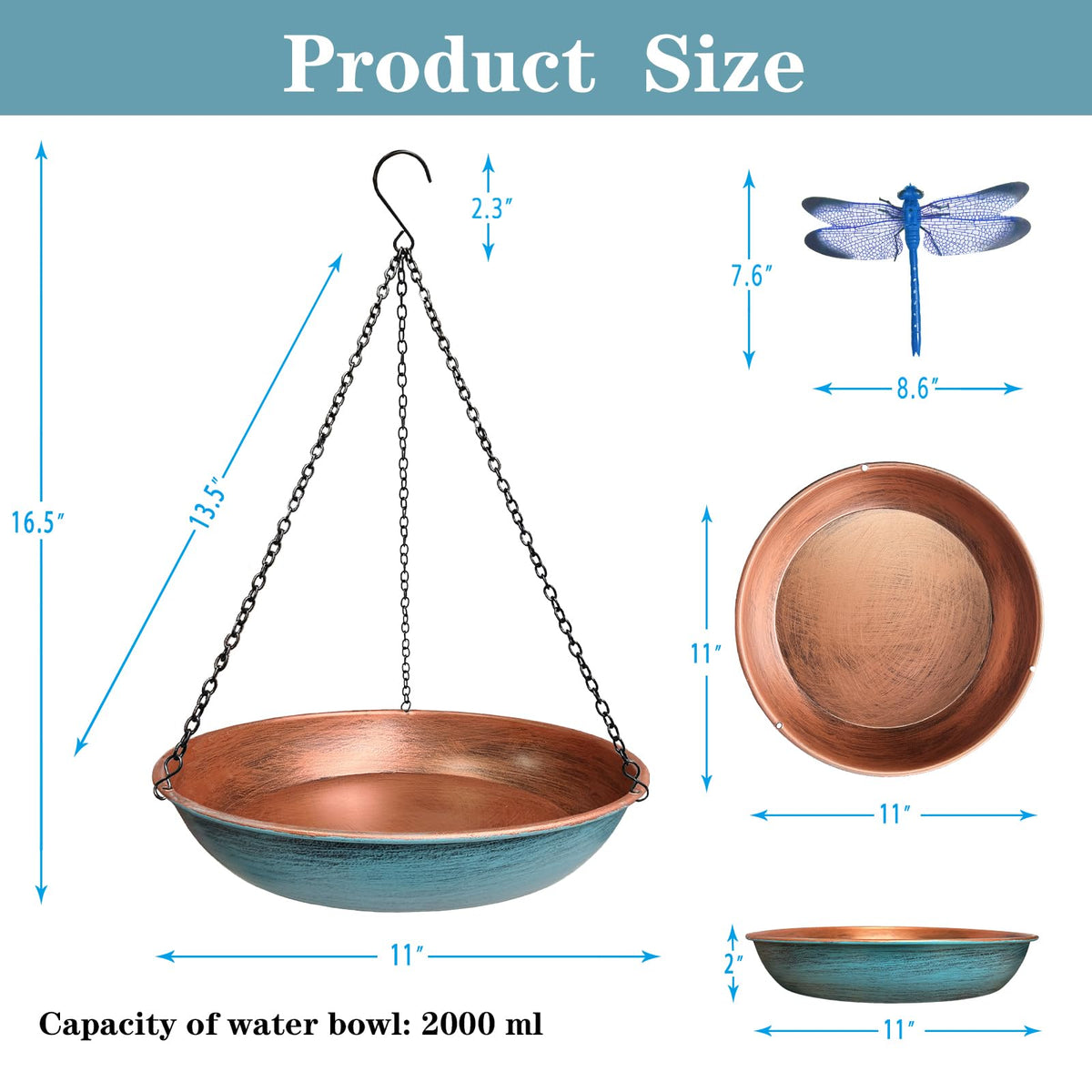 WANGIRO metal hanging design is easy to install and clean.