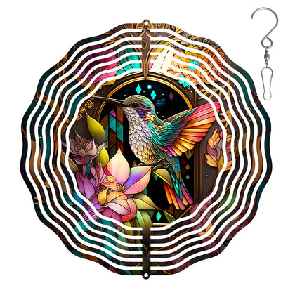 WANGIRO hummingbird wind spinner 10 inch outdoor garden charm with vivid 3D design.