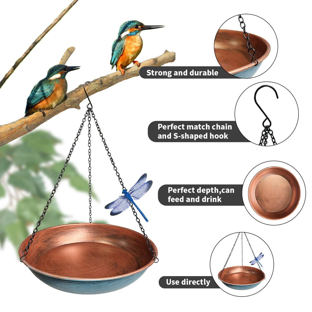 WANGIRO 11-inch bowl supports multiple birds at once.