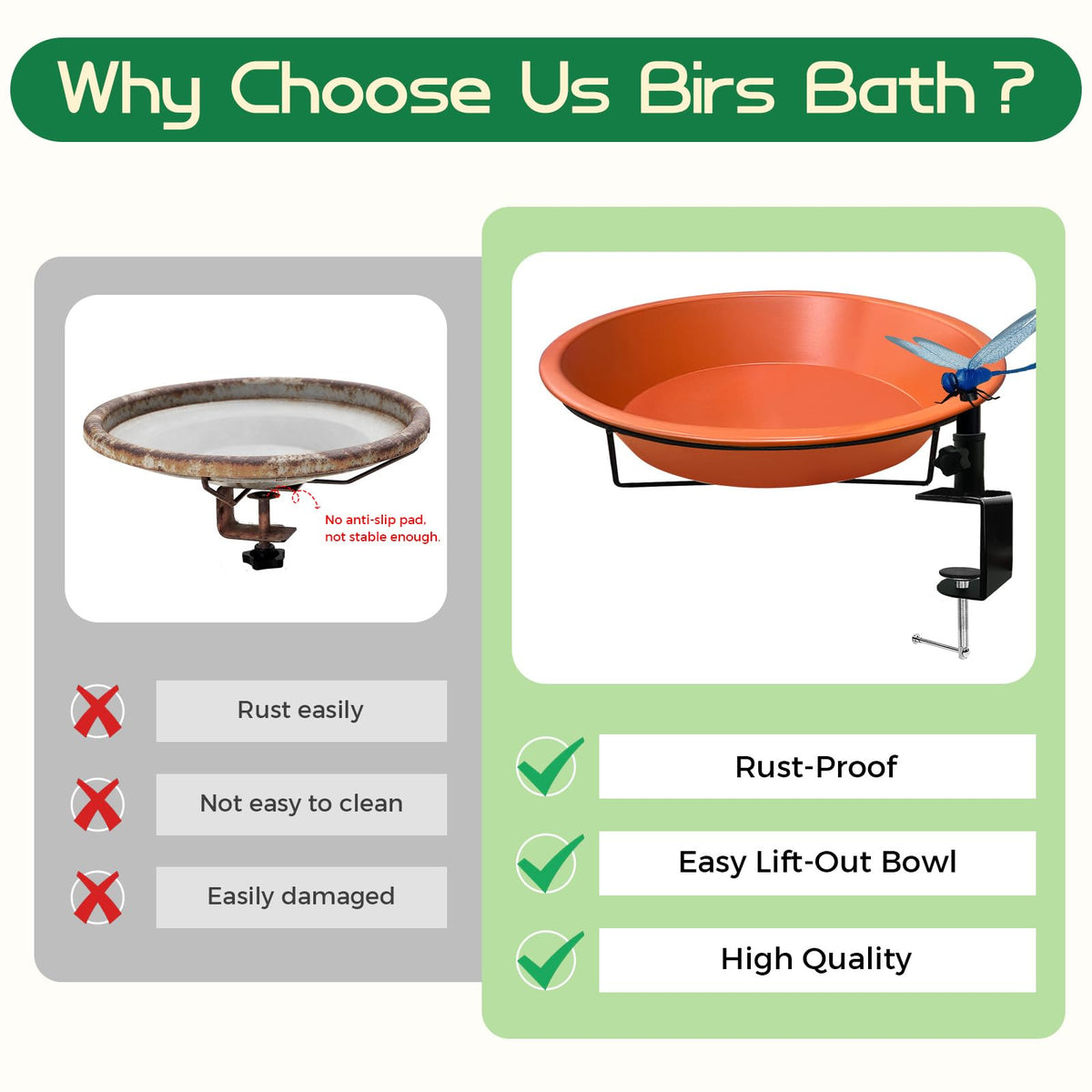 WANGIRO rust-proof metal construction resists corrosion and fading for year-round outdoor use.
