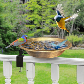 WANGIRO sturdy clamp secures the bird bath to decks up to three inches.