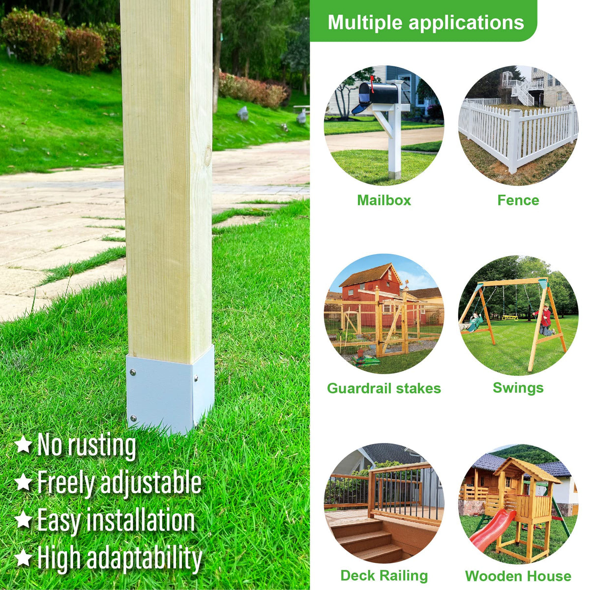 Wanhork adjustable post-protector 3-6in fit guards mailbox bottoms.