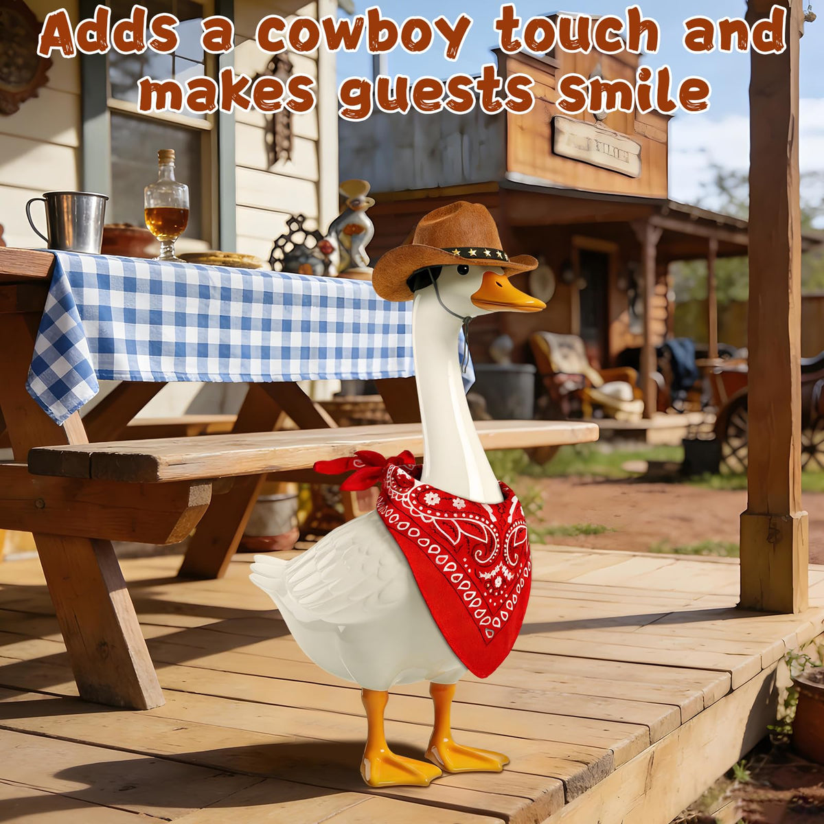 Wanocean western-themed goose outfit for porch, garden, or pool party decor.
