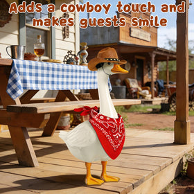 Wanocean western-themed goose outfit for porch, garden, or pool party decor.