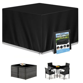 Wanocean 55x55 patio cover protecting square table from rain and sun