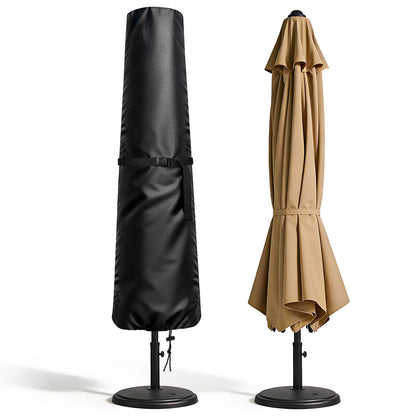 Wanocean patio umbrella cover on an 8-11 ft market umbrella protects from rain and sun.