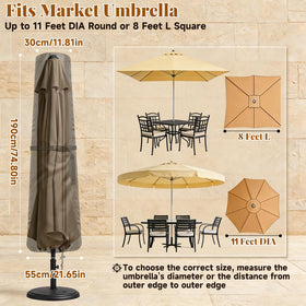 Wanocean umbrella cover bottom-drawstring fastening in windy conditions.