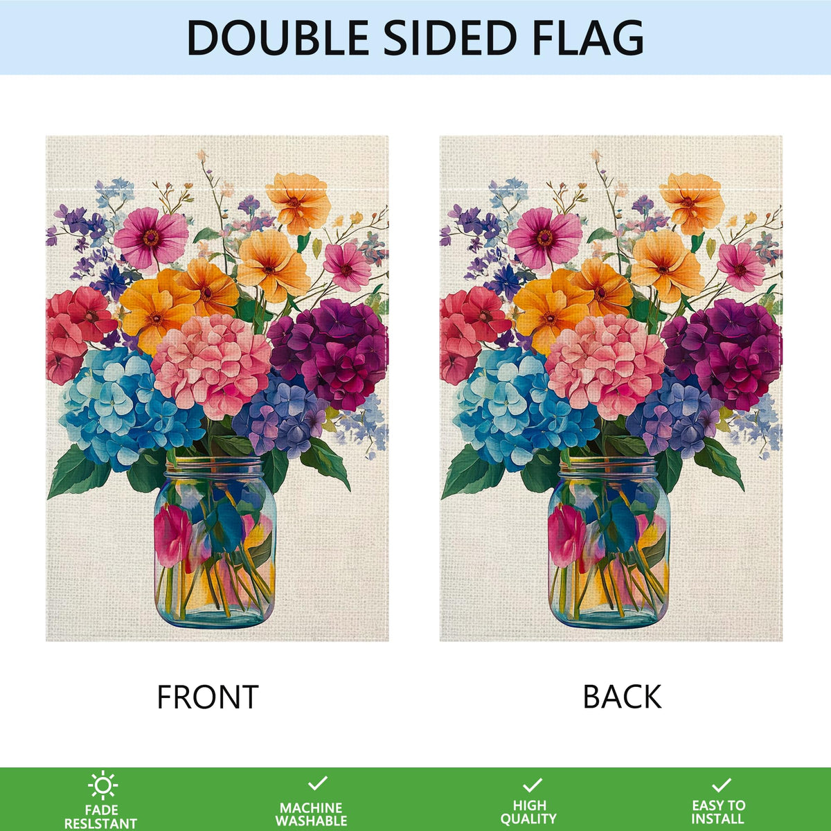 Wanpluml vibrant hydrangea flag adds welcoming color outside
