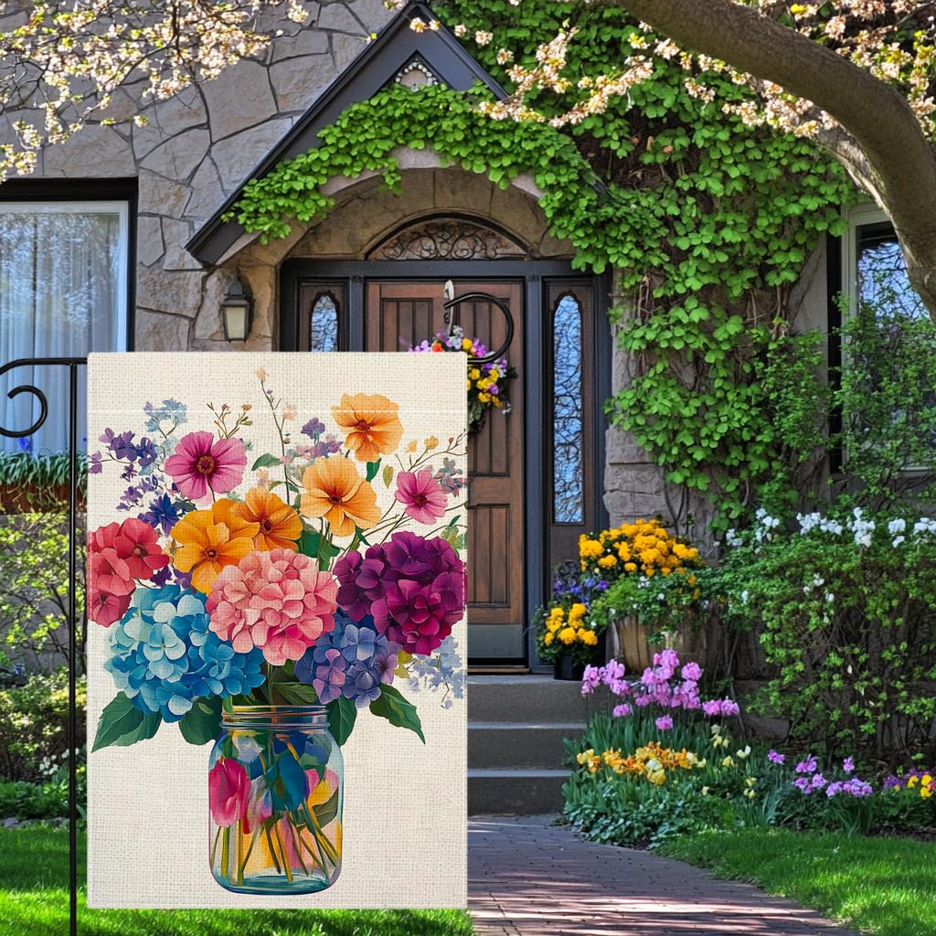 Wanpluml hydrangea flowers flag 12x18 inches easy garden display