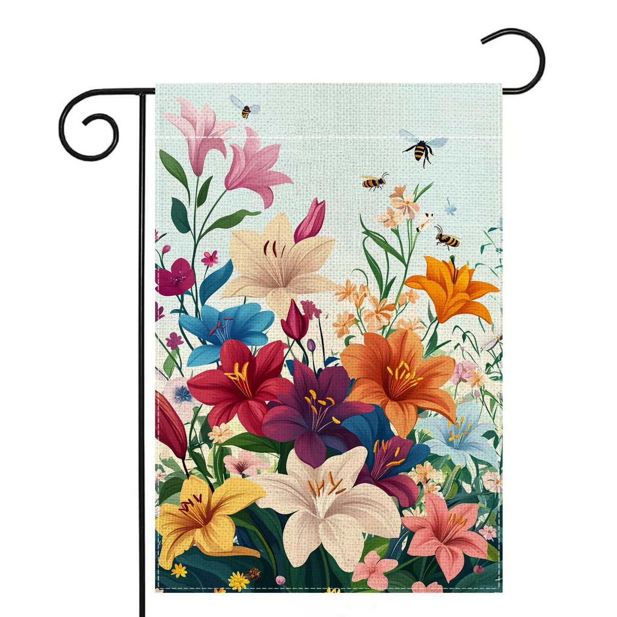 Wanpluml Spring Lily Garden Flag shows vibrant 12x18 design for welcoming guests