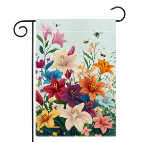 Wanpluml Spring Lily Garden Flag shows vibrant 12x18 design for welcoming guests