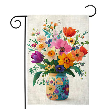 Wanpluml spring floral flag with tulips and daffodils for outdoor decor