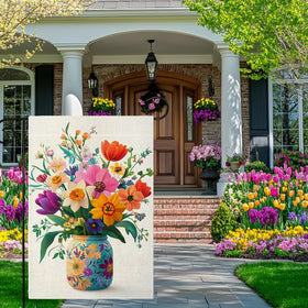 Wanpluml tulip-daffodil design adds vibrant color to any garden flag
