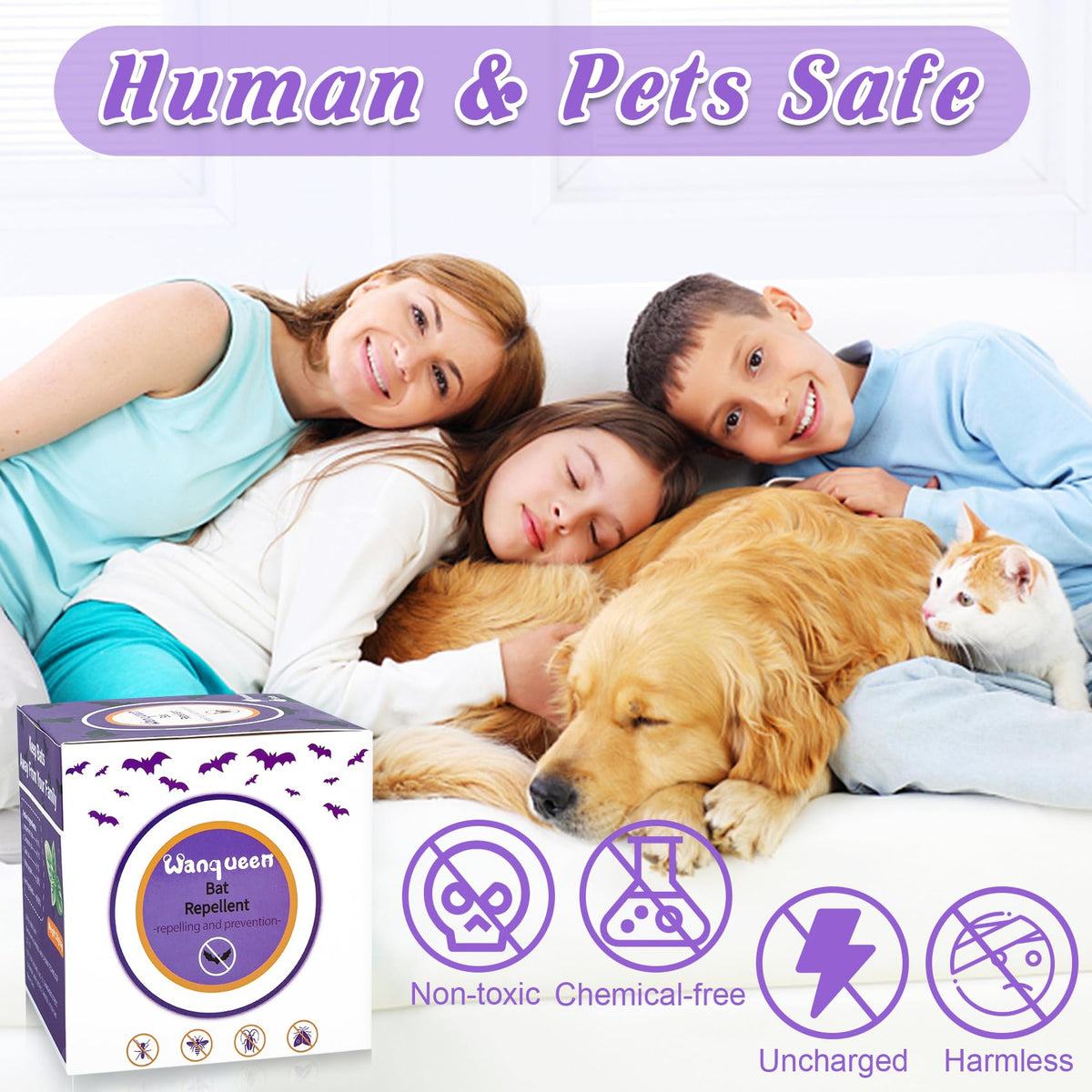 Wanqueen easy-to-use packaging for ready-to-place bat deterrent pouches.